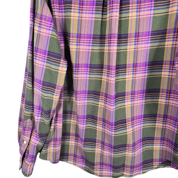 Ralph Lauren Shirt Mens XXL Green Plaid Button Up Flannel Cotton Classic Fit - Picture 10 of 12